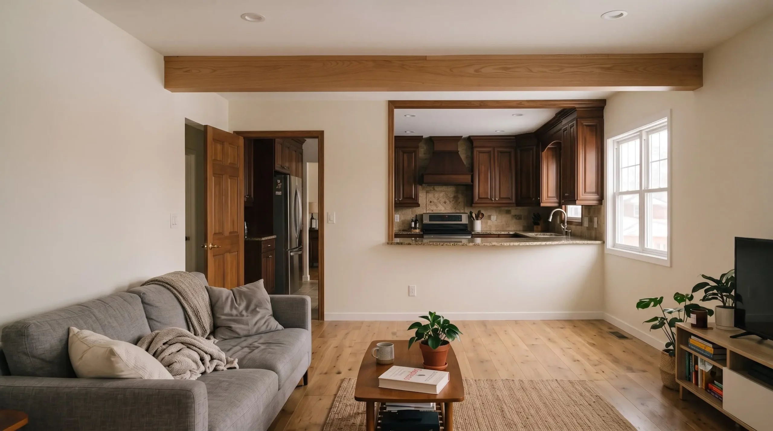 Cocina antigua y cerrada con muebles oscuros, utilizada como metáfora visual de un diseño web obsoleto para empresas de reformas.